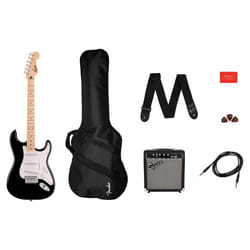 FENDER Squier Pack Guitare Electrique Stratocaster Sonic Noir