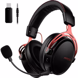 Casque de jeu sans fil Mipow supra-auriculaire stéréo noir/rouge suppression du bruit du microphone