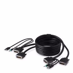 Linksys F1D9014b06, 1,8 m, Noir, USB A, 2x DVI, 3.5 mm, USB B, 2x DVI, 3.5 mm, Mâle/Mâle, Polyvinyl chloride (PVC)