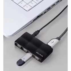 Belkin 4-Port USB 2.0, USB 2.0, 480 Mbit/s, Noir, USB