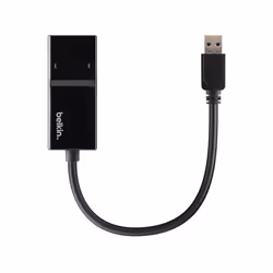 Belkin USB 3.0 / Gigabit Ethernet, Avec fil, USB, Ethernet, Noir