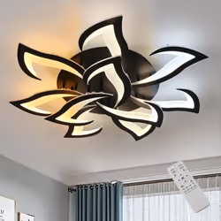 Goeco - Plafonnier led Dimmable avec Télécommande, Lampe Plafond Moderne Noir 10 Têtes 84W 9450LM en Acrylique Design en Pétales pour Salon Chambre