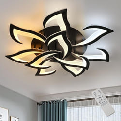 Goeco - Plafonnier led Dimmable avec Télécommande, Lampe Plafond Moderne Noir 10 Têtes 84W 9450LM en Acrylique Design en Pétales pour Salon Chambre