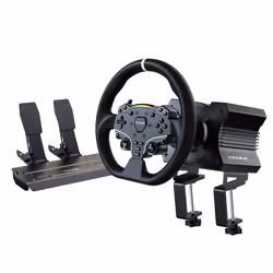 MOZA RS20, Volant + pédales, PC, Avec fil, Noir, Acier, Aluminium, Cuir