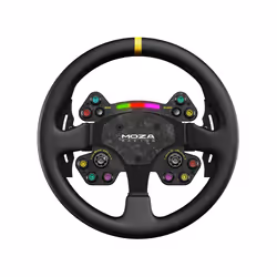 MOZA RS025, Volant, PC, Multicolore, Avec fil &amp;sans fil, Noir, Fibre de carbone, Cuir