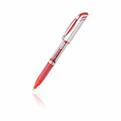 Pentel EnerGel Deluxe, Stylos à encre gel avec bouchon, Rouge, Rouge, Argent, Moyen, Rond, 0,7 mm