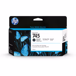 HP Cartouche d'encre DesignJet 745 noir mat, 130 ml, Rendement standard, Encre à pigments, Encre à pigments, 130 ml, 1 pièce( ...