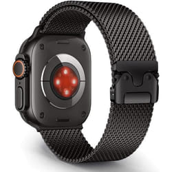 Bracelet en Acier Inoxydable - Aizgalxor - Compatible Apple Watch Ultra - Noir - Boucle Titane - Respirant