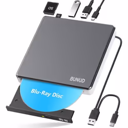 Lecteur Blu-ray Externe - GENERIC - 5 en 1 - USB 3.0 & Type-C - Compatible Windows & Mac OS - Noir