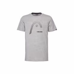 T-shirt homme HEAD Club Carl - Gris - Tennis - Col rond côtelé - Mélange coton/polyester - Logo imprimé
