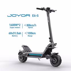 Trottinette électrique tout-terrain JOYOR E6-S 11 pouces 2 moteurs 1600 W batterie 60 V 315 Ah