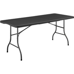 Table De Reception Pliante 8 Personnes 180x74 X73.5cm- Structure En Acier Et Plateau En Polyethylene - Aspect Resine Tressee-