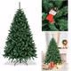 COSTWAY Sapin de Noël Artificiel 180CM en PVC avec 1355 Branches et Socle en Métal StableDécoration de Noël pour Fête Familia ...