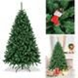 COSTWAY Sapin de Noël Artificiel 180CM en PVC avec 1355 Branches et Socle en Métal StableDécoration de Noël pour Fête Familiale