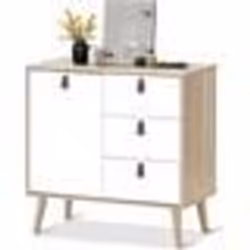 Commode de Chambre avec 3 Tiroirs et 1 Porte dont Hauteur de 2 Etagères Réglable Scandinave pour Salon Entrée 80 x 395 x 804C ...