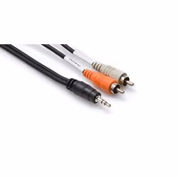 Hosa Technology CMR-210, 3,5mm, Mâle, 2 x RCA, Mâle, 3,05 m, Noir
