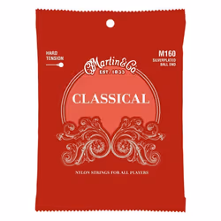 Martin M160 hard tension - 6 cordes à boule nylon plaqué argent pour guitare classique