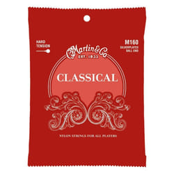 Martin M160 hard tension - 6 cordes à boule nylon plaqué argent pour guitare classique