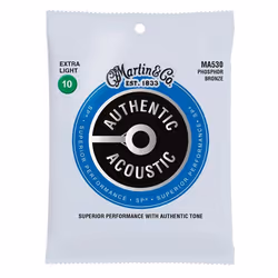 Martin MA530 - Jeu de cordes guitare acoustique - Authentic SP Phosphore bronze - Extra light 10-47