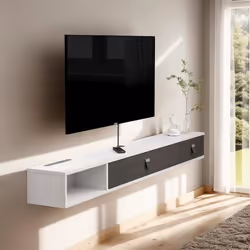 Pmnianhua Meuble TV FlottantMeuble TV Mural Murale Étagère TV Flottante Console Multimédia Support de Télévision Top Box Câbl ...