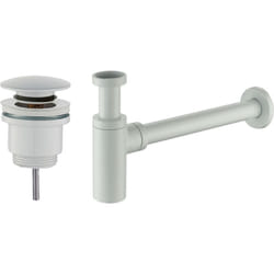 Tecom - Ensemble de bonde et siphon modèle rond blanc opaque standard pour évier Damast KITSCA2 Blanc mat