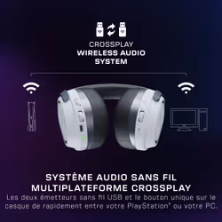 Turtle Beach Casque gaming amplifié multiplateforme sans fil Stealth 700 pour PS5, PS4, PC et mobile - Haut-parleurs 60 mm, microphone avec isolation acoustique par l'IA, Bluetooth, autonomie 80 heures, deux émetteurs - Blanc - Vue supplémentaire 12