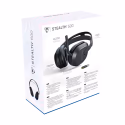 Turtle Beach Casque gaming amplifié sans fil Stealth 500 officiel pour PS5, PS4, PC, Nintendo Switch et mobile - 40 heures de batterie, Bluetooth, coussinets en mousse à mémoire de forme, microphone désactivable par basculement et préréglages d'égalisation - Noir - Vue supplémentaire 16
