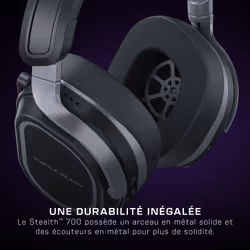 Turtle Beach Casque gaming amplifié multiplateforme sans fil Stealth 700 pour PC, PS5, PS4 et mobile - Audio 24 bits, haut-parleurs 60 mm, microphone avec isolation acoustique par l'IA, Bluetooth, autonomie de la batterie de 80 h - Noir - Vue supplémentaire 14