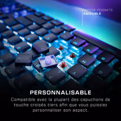 Turtle Beach Vulcan II Max - Clavier gaming PC optique et mécanique, touches rétro-éclairées RGB personnalisables et repose-poignet, Smart Keys, interrupteurs Titan II linéaires et fluides, plaque en aluminium, durabilité 200 millions de frappes - Noir - Vue supplémentaire 8
