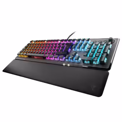 Turtle Beach Vulcan II - Clavier gaming PC taille standard, interrupteurs mécaniques TITAN II, touches rétro-éclairées RGB personnalisables, repose-poignets amovible, commandes multimédia, plaque supérieure en aluminium, pavé numérique - Noir
