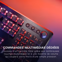 Turtle Beach Vulcan II - Clavier gaming PC taille standard, interrupteurs mécaniques TITAN II, touches rétro-éclairées RGB personnalisables, repose-poignets amovible, commandes multimédia, plaque supérieure en aluminium, pavé numérique - Noir - Vue supplémentaire 9
