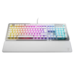Turtle Beach Vulcan II - Clavier gaming PC taille standard, interrupteurs mécaniques TITAN II, touches rétro-éclairées RGB personnalisables, repose-poignets amovible, commandes multimédia, plaque supérieure en aluminium, pavé numérique - Blanc
