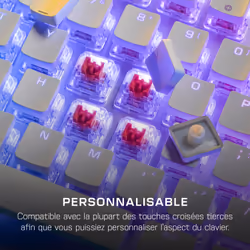 Turtle Beach Vulcan II - Clavier gaming PC taille standard, interrupteurs mécaniques TITAN II, touches rétro-éclairées RGB personnalisables, repose-poignets amovible, commandes multimédia, plaque supérieure en aluminium, pavé numérique - Blanc - Vue supplémentaire 10