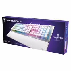 Turtle Beach Vulcan II - Clavier gaming PC taille standard, interrupteurs mécaniques TITAN II, touches rétro-éclairées RGB personnalisables, repose-poignets amovible, commandes multimédia, plaque supérieure en aluminium, pavé numérique - Blanc - Vue supplémentaire 12