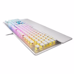 Turtle Beach Vulcan II - Clavier gaming PC taille standard, interrupteurs mécaniques TITAN II, touches rétro-éclairées RGB personnalisables, repose-poignets amovible, commandes multimédia, plaque supérieure en aluminium, pavé numérique - Blanc
