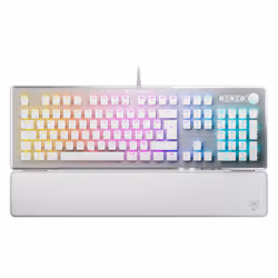 Turtle Beach Vulcan II - Clavier gaming PC taille standard, interrupteurs mécaniques TITAN II, touches rétro-éclairées RGB personnalisables, repose-poignets amovible, commandes multimédia, plaque supérieure en aluminium, pavé numérique - Blanc - Vue supplémentaire 6