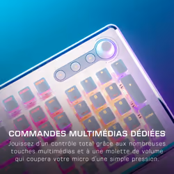 Turtle Beach Vulcan II - Clavier gaming PC taille standard, interrupteurs mécaniques TITAN II, touches rétro-éclairées RGB personnalisables, repose-poignets amovible, commandes multimédia, plaque supérieure en aluminium, pavé numérique - Blanc - Vue supplémentaire 9