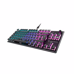 Turtle Beach Clavier gaming PC TITAN Switch mécanique linéaire sans pavé numérique Vulcan TKL avec éclairage RGB AIMO par touche, plaque supérieure en aluminium anodisé et câble USB-C amovible - Noir