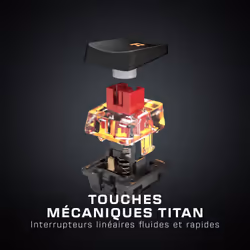 Turtle Beach Clavier gaming PC TITAN Switch mécanique linéaire sans pavé numérique Vulcan TKL avec éclairage RGB AIMO par touche, plaque supérieure en aluminium anodisé et câble USB-C amovible - Noir - Vue supplémentaire 8