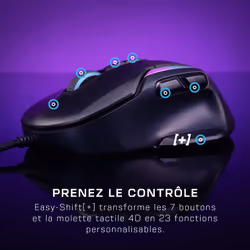 Turtle Beach Kone II - Souris gaming RGB ergonomique filaire, capteur optique 26 000 DPI, interrupteurs optiques 100 M de clics, 23 entrées personnalisables, molette 4D, patins en PTFE pur - Noir cendre - Vue supplémentaire 6