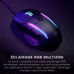 Turtle Beach Kone II - Souris gaming RGB ergonomique filaire, capteur optique 26 000 DPI, interrupteurs optiques 100 M de clics, 23 entrées personnalisables, molette 4D, patins en PTFE pur - Noir cendre - Vue supplémentaire 7