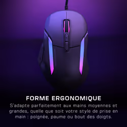 Turtle Beach Kone II - Souris gaming RGB ergonomique filaire, capteur optique 26 000 DPI, interrupteurs optiques 100 M de clics, 23 entrées personnalisables, molette 4D, patins en PTFE pur - Noir cendre - Vue supplémentaire 8