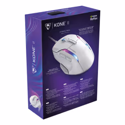 Turtle Beach Kone II - Souris gaming RGB ergonomique filaire, capteur optique 26 000 DPI, interrupteurs optiques 100 M de clics, 23 entrées personnalisables, molette 4D, patins en PTFE pur - Blanc arctique - Vue supplémentaire 16