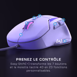 Turtle Beach Kone II - Souris gaming RGB ergonomique filaire, capteur optique 26 000 DPI, interrupteurs optiques 100 M de clics, 23 entrées personnalisables, molette 4D, patins en PTFE pur - Blanc arctique - Vue supplémentaire 6