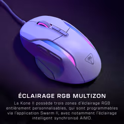 Turtle Beach Kone II - Souris gaming RGB ergonomique filaire, capteur optique 26 000 DPI, interrupteurs optiques 100 M de clics, 23 entrées personnalisables, molette 4D, patins en PTFE pur - Blanc arctique - Vue supplémentaire 7