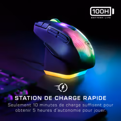 Turtle Beach Kone XP Air - Souris gaming RGB ergonomique, personnalisable et sans fil, Bluetooth, capteur optique 19 000 DPI, autonomie de batterie de 100 heures, station de charge, 29 entrées programmables, éclairage AIMO RGB, molette 4D Noir - Vue supplémentaire 11