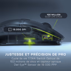 Turtle Beach Kone XP Air - Souris gaming RGB ergonomique, personnalisable et sans fil, Bluetooth, capteur optique 19 000 DPI, autonomie de batterie de 100 heures, station de charge, 29 entrées programmables, éclairage AIMO RGB, molette 4D Noir - Vue supplémentaire 12