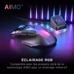 Turtle Beach Kone XP Air - Souris gaming RGB ergonomique, personnalisable et sans fil, Bluetooth, capteur optique 19 000 DPI, autonomie de batterie de 100 heures, station de charge, 29 entrées programmables, éclairage AIMO RGB, molette 4D Noir - Vue supplémentaire 9