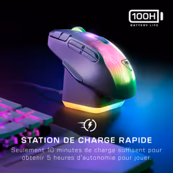 Turtle Beach Kone XP Air - Souris gaming RGB ergonomique, personnalisable et sans fil, Bluetooth, capteur optique 19 000 DPI, autonomie de batterie de 100 heures, station de charge, 29 entrées programmables, éclairage AIMO RGB, molette 4D Blanc - Vue supplémentaire 11