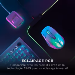 Turtle Beach Kone XP Air - Souris gaming RGB ergonomique, personnalisable et sans fil, Bluetooth, capteur optique 19 000 DPI, autonomie de batterie de 100 heures, station de charge, 29 entrées programmables, éclairage AIMO RGB, molette 4D Blanc - Vue supplémentaire 9